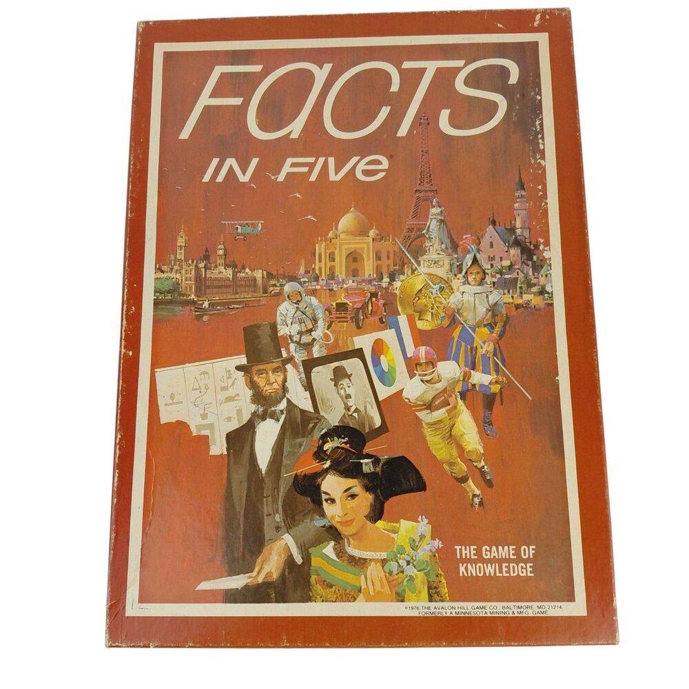 Facts In Five Avalon Hill Bookshelf Board Game USA '76 Vtg Knowledge Game Family